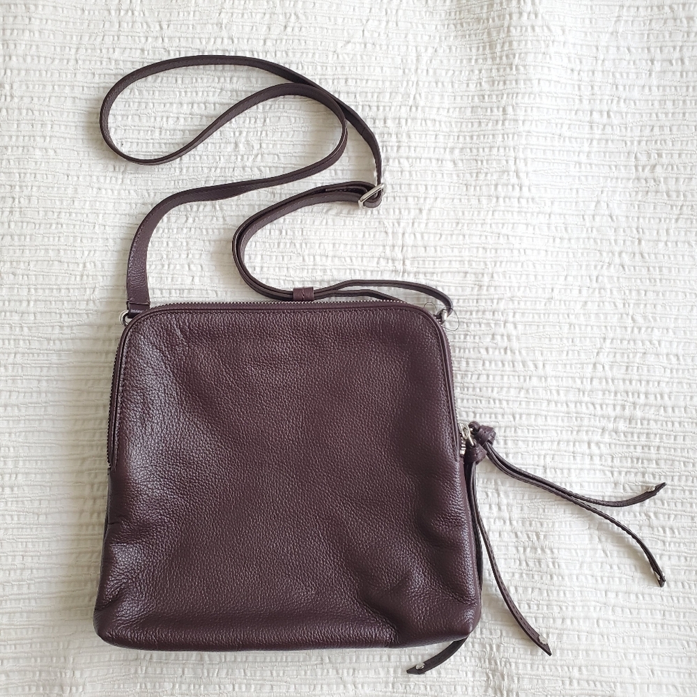 NWOT Banana Republic Chocolate Wine Pebbled Leather Crossbody Purse